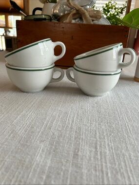 Mayer China Restaurant ware coffee/teacups with Green stripe - Set of 4